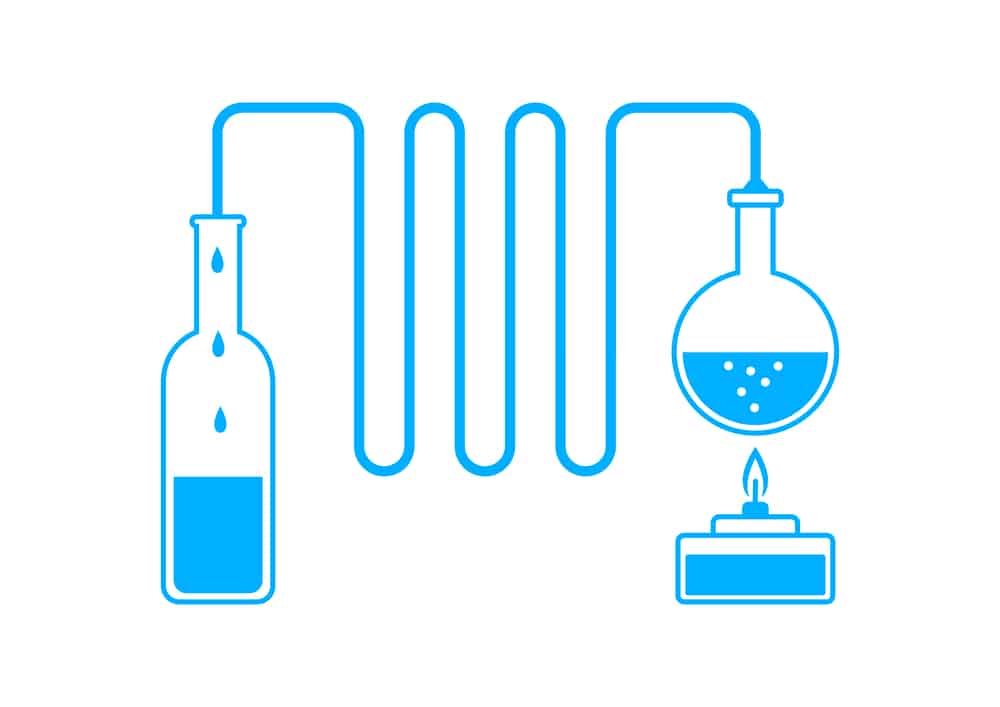 Blue distillation kit on white background
